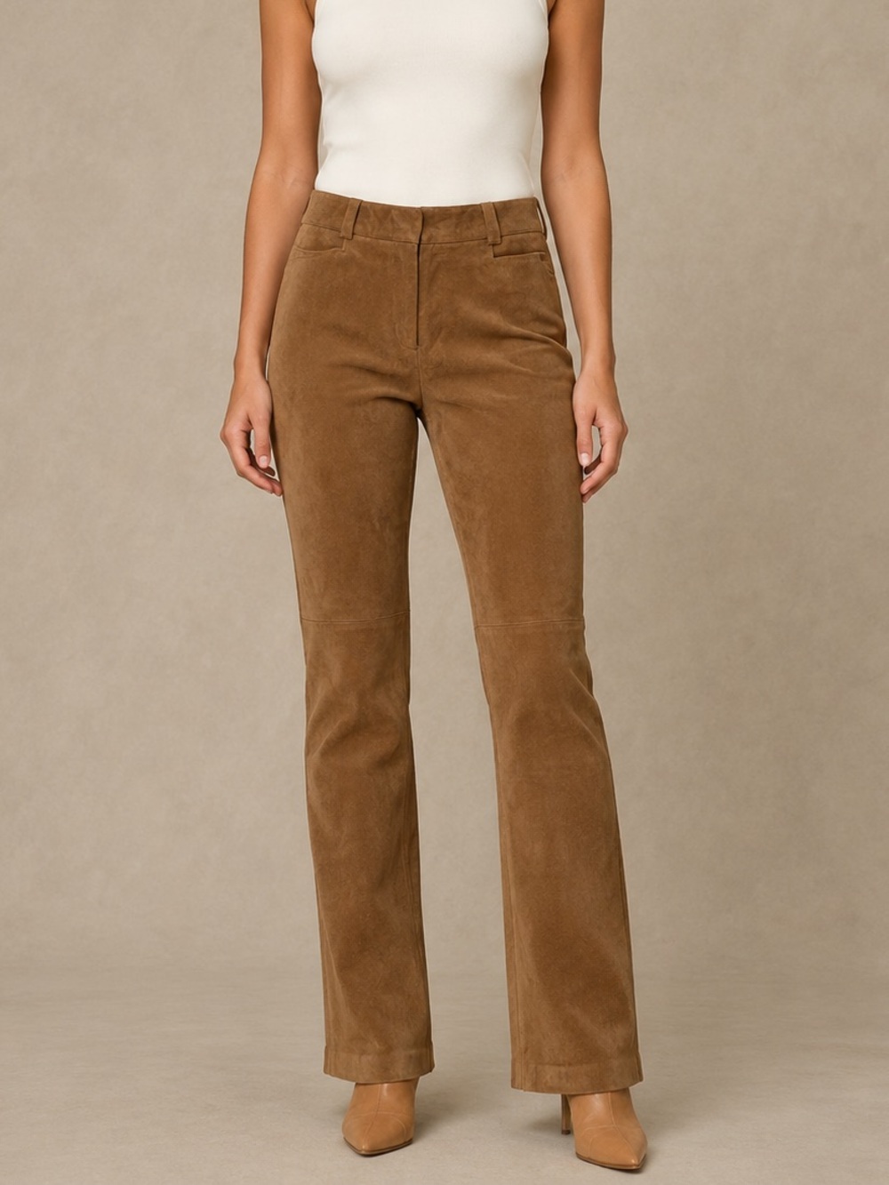 Vintage bebe Brown Genuine Suede Leather  Pants size 4 high rise